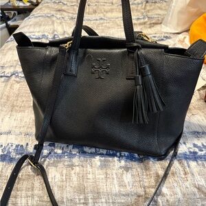 Tory Burch Black Structured Tote Bag with Tassel (sold)